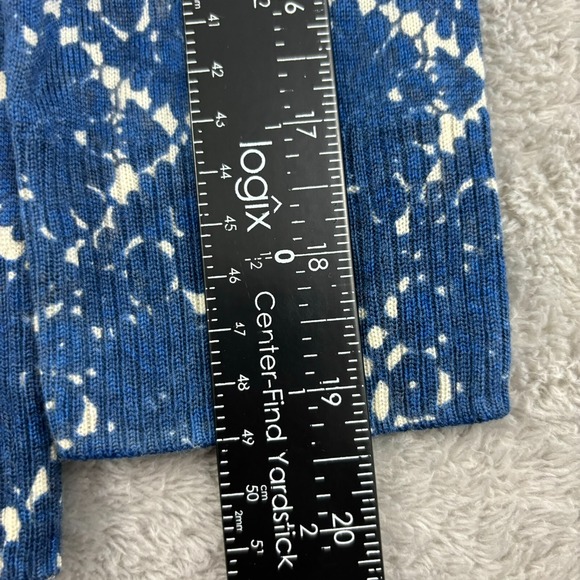 Tory Burch 100% Wool Cardigan Sweater Womens XS Blue Geometric Old Money Classic - Picture 15 of 16